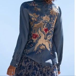 Johnny Was Palmyra Western Denim Shirt